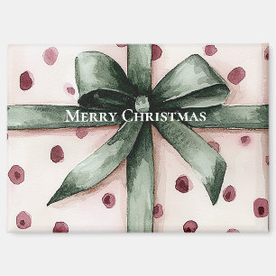 Imán Navidades puntos rosados Cinta verde y reverso
