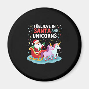 Imán Navidades Que Creo En Santa Y Unicornios Funny Xm