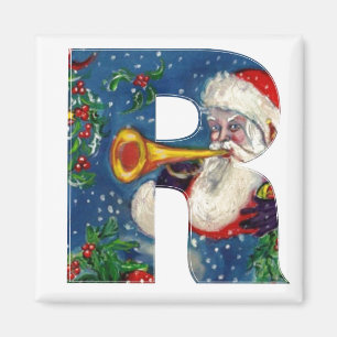 IMÁN NAVIDADES R LETTER / SANTA BUGLER MONOGRAM