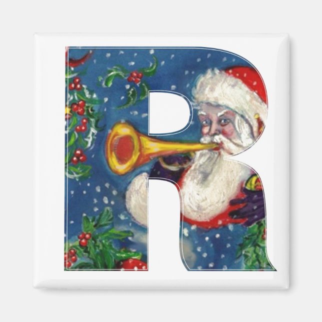 IMÁN NAVIDADES R LETTER / SANTA BUGLER MONOGRAM (Frente)