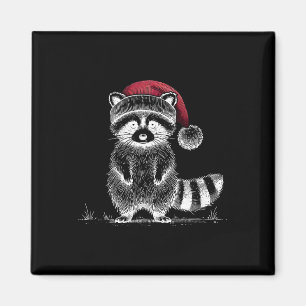 Imán Navidades Raccoon Santa Hat Trash Panda Raccoon Lo