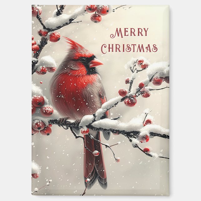 Imán Navidades Red Cardinal Holiday Magnet (Anverso)