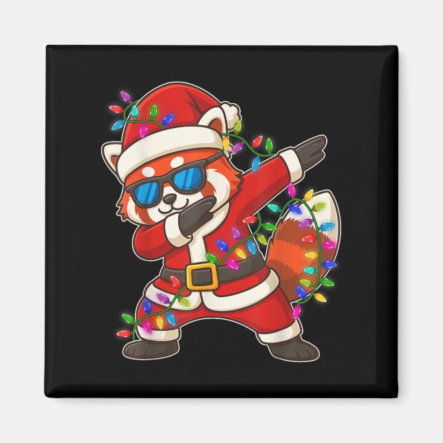 Imán Navidades Red Panda Dabbing enciende Santa Xmas pa (Frente)
