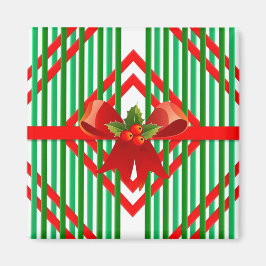 Imán Navidades Red y Green Stried Bow Gift Magnet