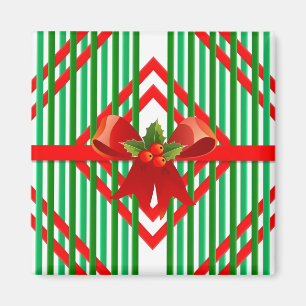 Imán Navidades Red y Green Stried Bow Gift Magnet