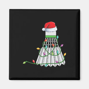 Imán Navidades Regalo De Badminton Santa Hat Envuelto E
