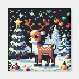 Imán Navidades Reindeer Winter Wonderland Pixel Art