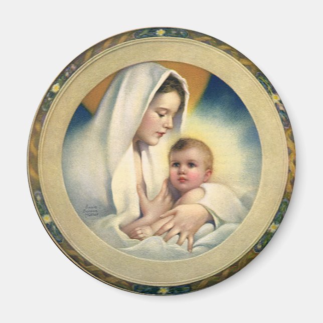 Imán Navidades religiosos, madoneses y niños (Frente)