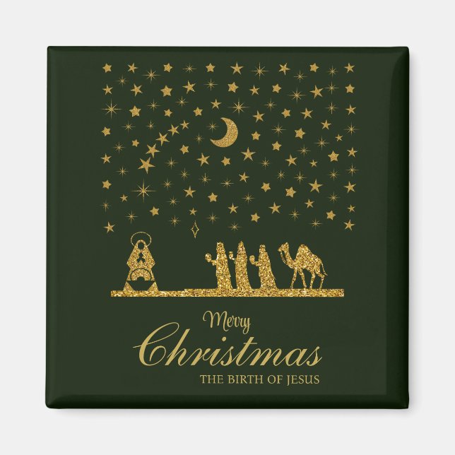 Imán Navidades religiosos, nacimiento de Jesús, tres re (Frente)