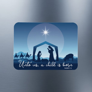 Imán Navidades religiosos Natividad Escena azul