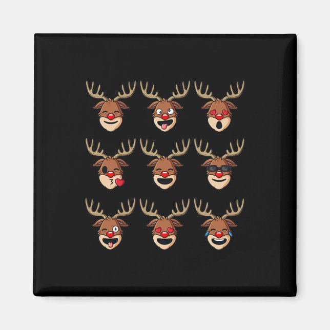 Imán Navidades renos enfrentan a Chicas de niños  Navid (Frente)