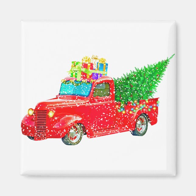 Imán Navidades Retro Car Holiday (Frente)
