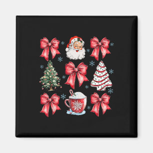 Imán Navidades Retro Coquette Bow Santa Coffee Hol