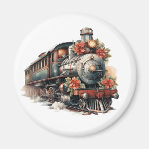 Imán Navidades retro de los trenes de vapor de moda