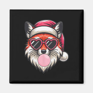 Imán Navidades Retro Fox Santa Hat Bombilla con