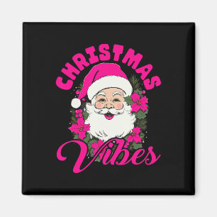 Imán Navidades Retro Vibes Pink Santa Claus Fun Xmas Wo