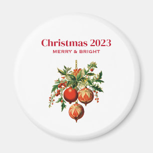 Imán Navidades rojos baubles con fiesta holly