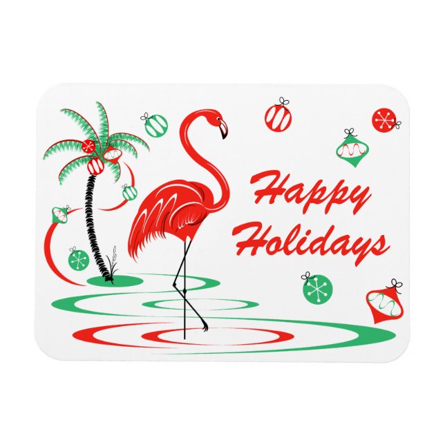 Imán Navidades rojos Flamingo Holidays horizontal (Horizontal)