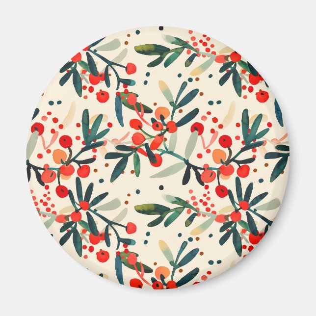Imán Navidades rojos modernos Holly Berries (Frente)