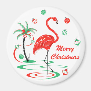 Imán Navidades rojos Navidades Flamingo alrededor