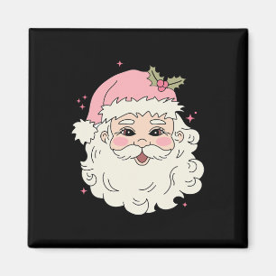 Imán Navidades rosados de época Santa Claus Merry Xmas