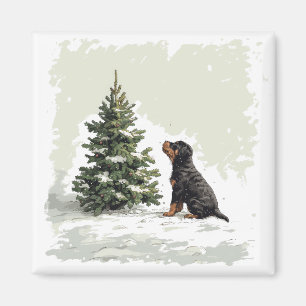 Imán Navidades Rottweiler Perro Árbol de Navidad