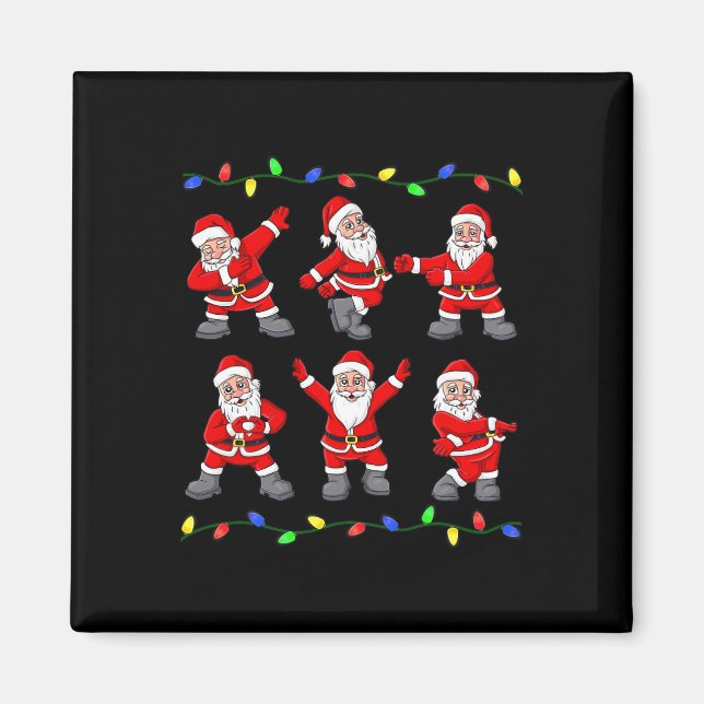 Imán Navidades Santa Claus Dancing Tree iluminan a niño (Frente)