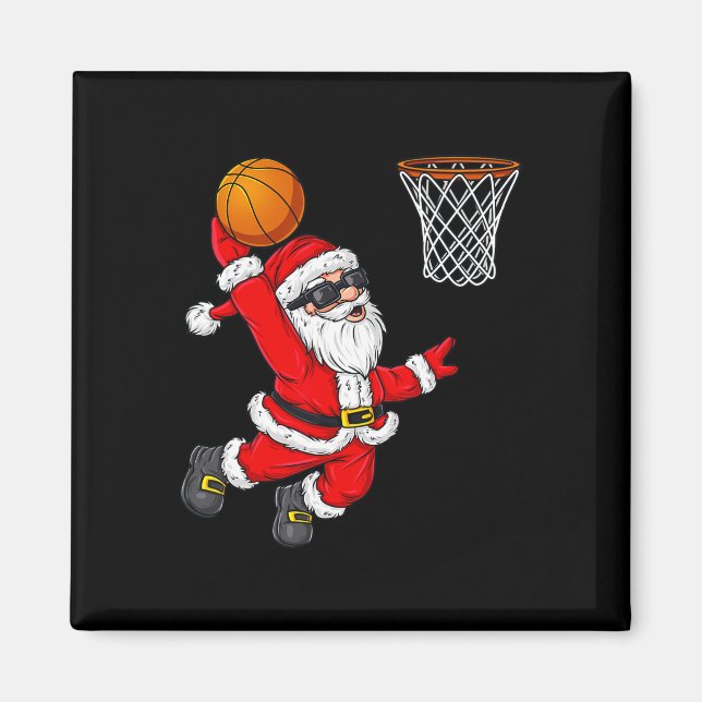 Imán Navidades Santa Claus Dunking A Basketball Boys Ki (Frente)