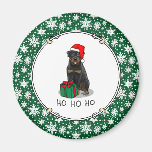 Imán Navidades Santa Claus Gorra Rottweiler Dog Funny