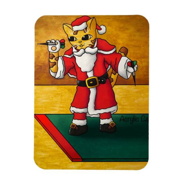 Imán Navidades Santa Darts Cat Magnet (Vertical)