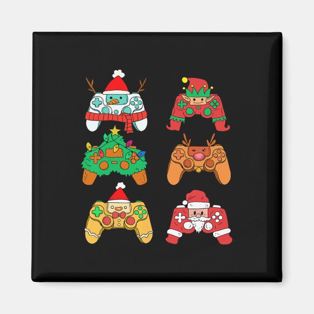 Imán Navidades Santa Elf Gaming Controllers Gamer Xmas (Frente)