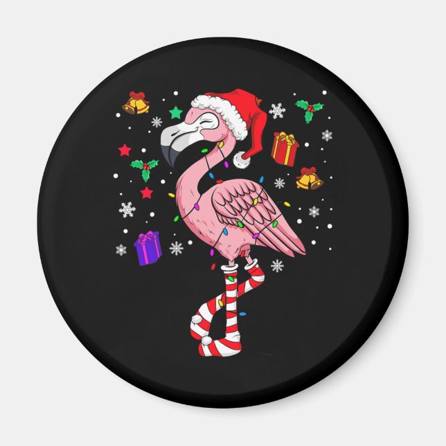 Imán Navidades Santa Flamingo Lover Funny Classic (Frente)