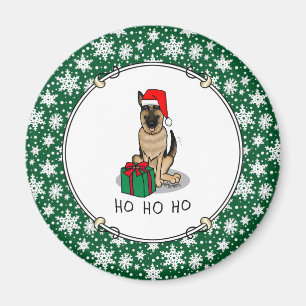 Imán Navidades Santa Hat German Shepherd Dog Cute