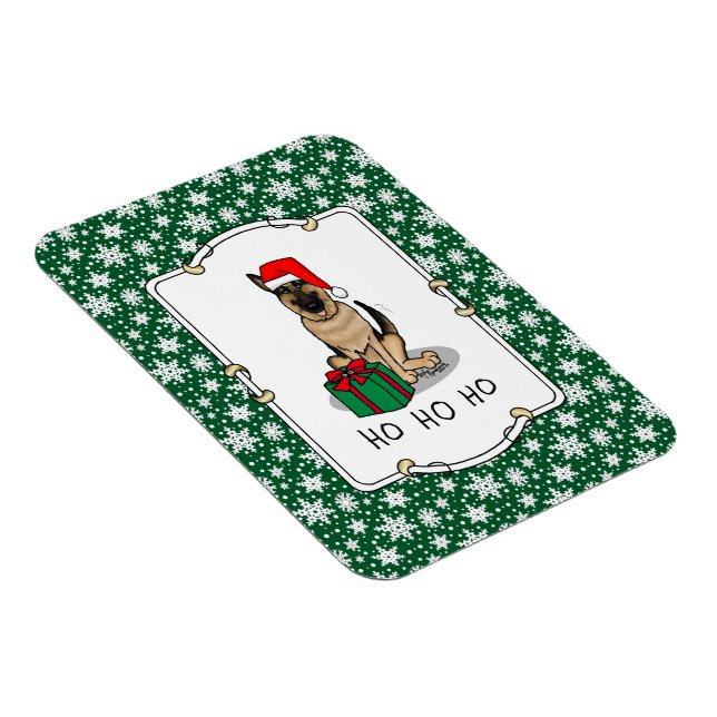 Imán Navidades Santa Hat German Shepherd Dog Cute (Lado Derecho)