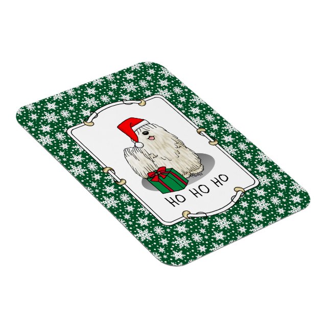 Imán Navidades Santa Hat Puli Perro (blanco) Cute Graci (Lado Derecho)
