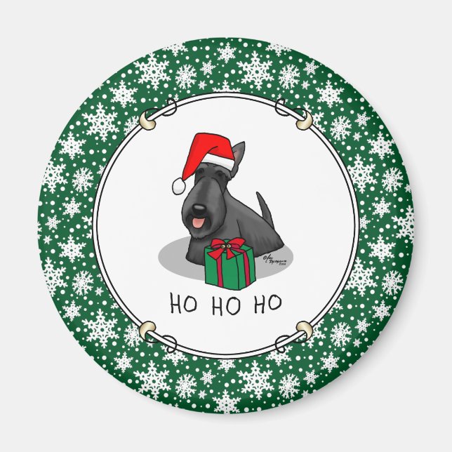 Imán Navidades Santa Hat Scottish Terrier (negro) (Frente)
