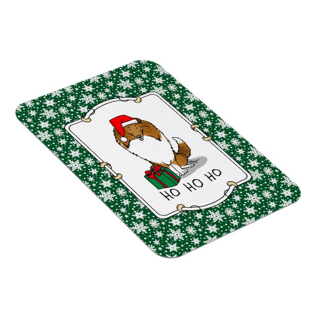 Imán Navidades Santa Hat Shetland Sheepdog (estable) Cu (Lado Derecho)