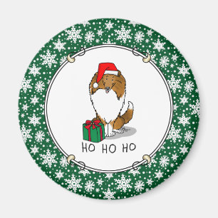 Imán Navidades Santa Hat Shetland Sheepdog (estable) Cu