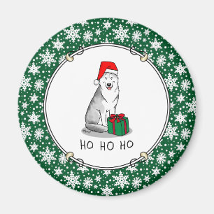 Imán Navidades Santa Hat Siberian Husky (plata) Cute