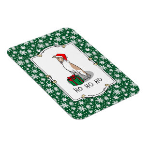 Imán Navidades Santa Hat Whippet Dog Fawn & white Cute