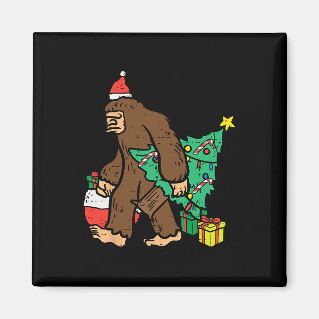 Imán Navidades Sasquatch Bigfoot Xmas Niños Hombres Muj (Frente)
