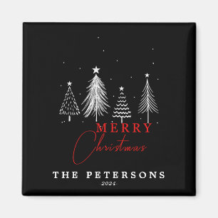 Imán Navidades Sencillos Elegantes Pine Tree   Negro