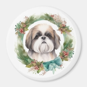 Imán Navidades Shih Tzu abuchean presentación festiva