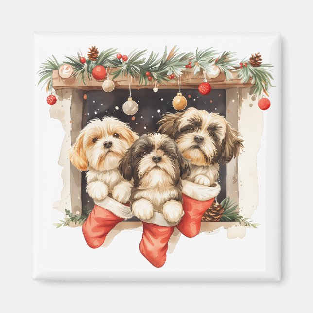 Imán Navidades Shih Tzu Dogs (Frente)