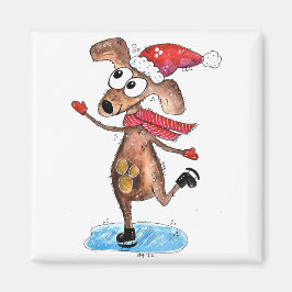 Imán Navidades singulares haciendo patines de hielo