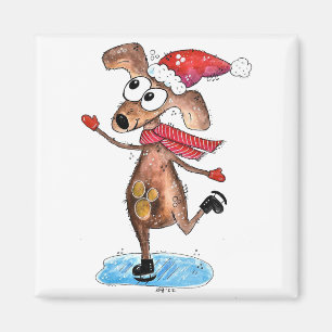 Imán Navidades singulares haciendo patines de hielo