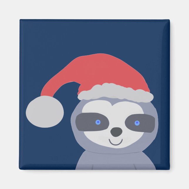 Imán Navidades Sloth con Santa Hat (Frente)