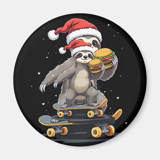 Imán NAVIDADES SLOTH Funny Navidades Skateboard Sloth (Frente)