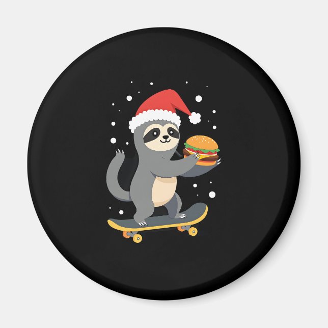 Imán NAVIDADES SLOTH Funny Navidades Skateboard Sloth ( (Frente)