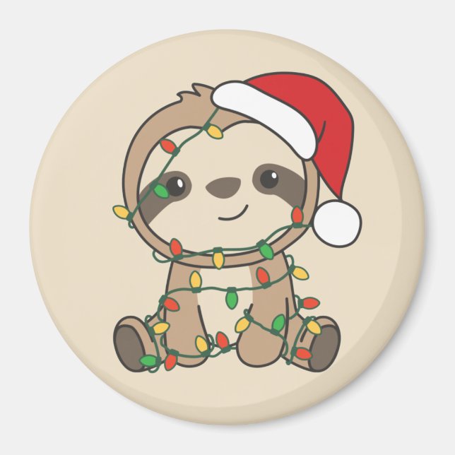 Imán Navidades Slots Winter Animals Sloths Magnet (Frente)